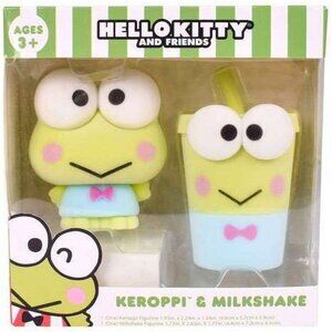 Hello Kitty & Friends Keroppi & Milkshake Figurine Set (Flocked) – Sanrio – New
